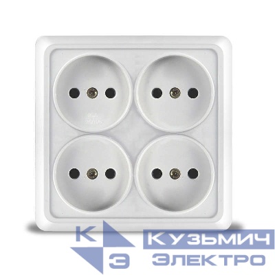 Розетка 4-м ОП Олимп 16А IP20 квадрат. без заземл. бел. UNIVersal 1164