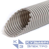 Труба гофрированная ПВХ легкая d63мм с протяжкой сер. (уп.15м) Урал Пак ГФ-0100763-015