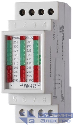 Указатель напряжения WN-723 (3ф светодиод. шкала 35мм 3х400/230+N IP20 монтаж на DIN-рейке) F&F EA04.007.005