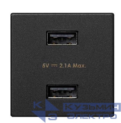 Устройство зарядное 2хUSB К45 5В 2.1А графит Simon K126E-14