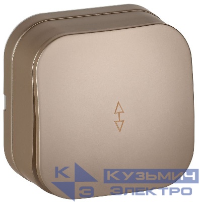 Выключатель проходной 1-кл. ОП GLORY ВСп10-1-0-ХШм 10А шампань матов. IEK EVH12-K37M-10