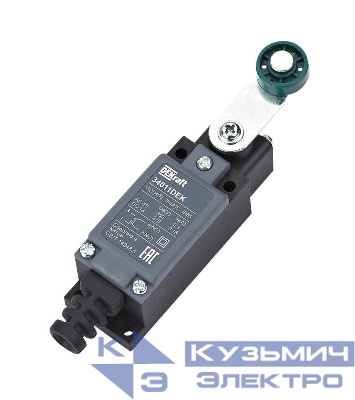 Выключатель концевой 1НО1НЗ ролик. рычаг из термопласта пласт. DEKraft 34011DEK