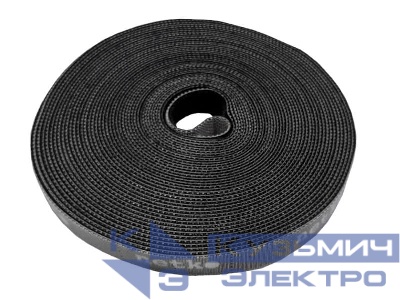 Лента-липучка многоразовая 14,5мм*10м, с насечками для отрыва (каждые 2 см), черная NETKO Optima