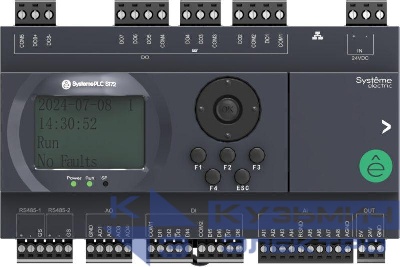 Контроллер логический программируемый S172 24В DC дисплей 28 IO: 8 DI; 8 DO (6 реле 2 SSR); 8 AI; 4 AO 2хRS485 1хRJ45 SE SM172PS11BDM