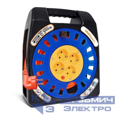 Удлинитель в закрыт. корпусе 4х20м с заземл. 16А IP20 У16-012 ПВС 3х1 термозащита защ. шторки UNIVersal 1673