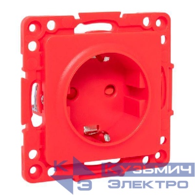 Розетка 1-м СП Стокгольм 16А с заземл. защ. шторки винтов. клеммы механизм красн. EKF EYR16-028-30