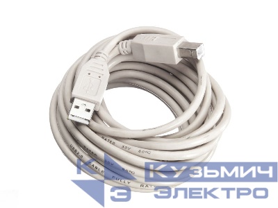 Кабель шт.USB A - шт.USB В 2.0 (5,0м), серый, блистер, Netko