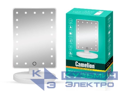 Зеркало M145-SL C01 с LED подсветкой 1x дневной свет 5Вт 4хLR6 бел. Camelion 14006