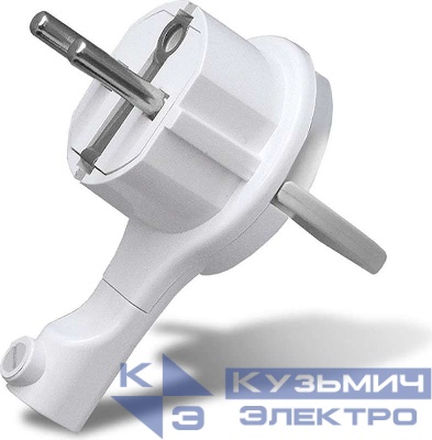 Вилка-невидимка электрическая 16А 250В с заземл. бел. UNIVersal 5566874