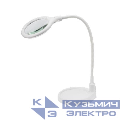 Лупа настольная малая 3Х с подсветкой 30 LED (подставка + прищепка) бел. REXANT 31-0247
