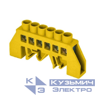 Шина нулевая PE 8х12 6 отвер. латунь желт. нейлоновый корпус комбинированный PROxima EKF sn0-125-6-dpe