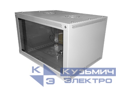 Шкаф настенный 4U серия NOP3 (600х451х277), передняя дверь стекло, разборный, серый Netko