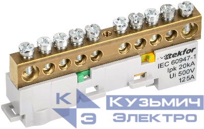 Шина PE "земля" неизол. на универс. держ. 8х12-10-Ж TEKFOR IEK TF-NN20-10-DL-K05