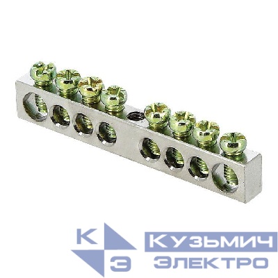 Шина PEN "ноль-земля" 6х9 8 отверст. цинк крепеж по центру PROxima EKF sn1-63-08