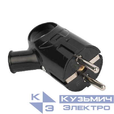 Вилка с кольцом 16А 250В с заземл. черн. EKF AVK16-30