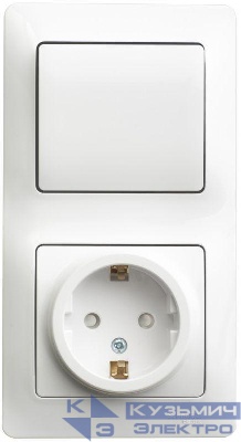 Блок комбинированный Glossa (розетка защ. шторки с заземл.+ 1-кл. выкл.) бел. SE GSL000170