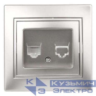 Розетка компьютерная 1-м СП Plano 1-303-03 RJ45 IP20 алюм. Intro Б0030086