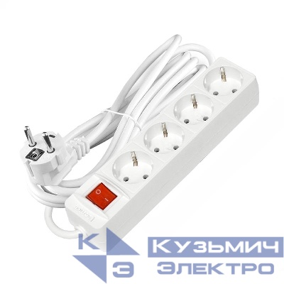 Удлинитель 4х3х16А IP20 3х1 с выкл. бел. DOMTOK 2499