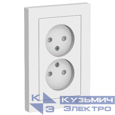 Розетка 2-м СП AtlasDesign 16А IP20 без заземл. защ. шторки в сборе бел. SE ATN000122