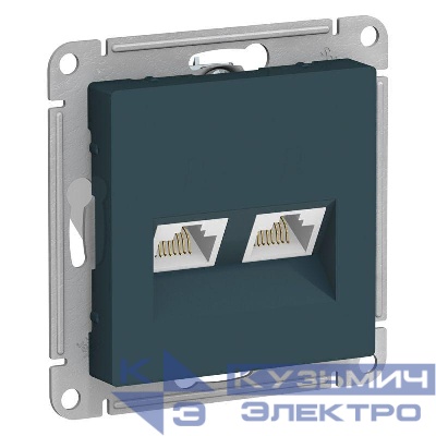 Розетка компьютерная 2-м AtlasDesign RJ45 кат.5E механизм изумруд SE ATN000885