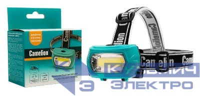 Фонарь налобный LED53410 аккум. 3.7В COB 3Вт 3 реж. 3 x AAA Type-C бокс зел. Camelion 15761