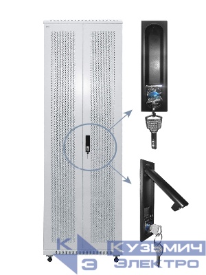 Дверь для шкафа серии Expert 42U Ширина 600, металлическая, с перфорацией, двойная, серая, Netko