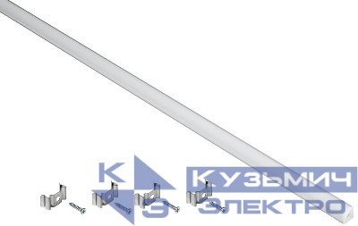 Профиль накладной угловой для светодиод. ленты 1616 L2000 комплект аксессуаров опал алюм. IEK LSADD1616-SET1-2-N3-1-12