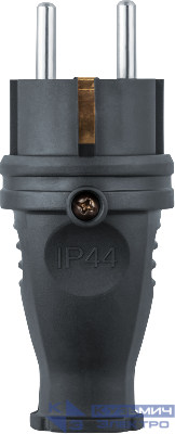 Вилка прямая 61 368 NCA-PLR02-16A-E-IP44-BL с заземл. каучук черн. Navigator 61368