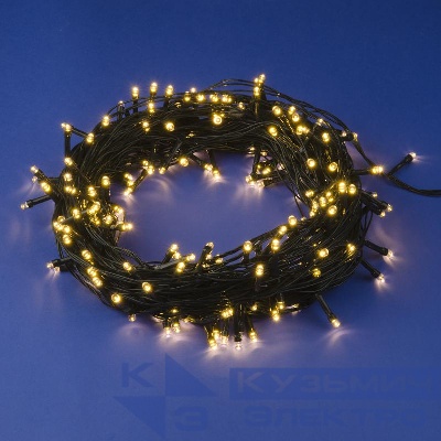 Гирлянда LED ULD-S3000-300/DGA WARM WHITE IP20 30м 300 диодов тепл. бел. свет провод зел. Uniel UL-00007312