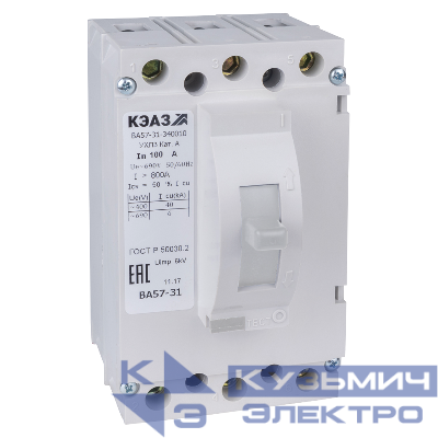 Выключатель автоматический 3п 25А 400Im 25кА ВА57-31-340010 УХЛ3 690В AC КЭАЗ 108432