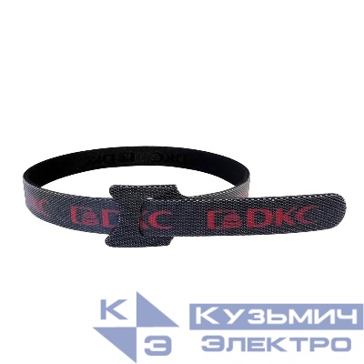 Хомут многоразовый мягкий на тканевой основе 12.5х400мм с логотипом черн. (уп.10шт) DKC CTT12-400-BL-L