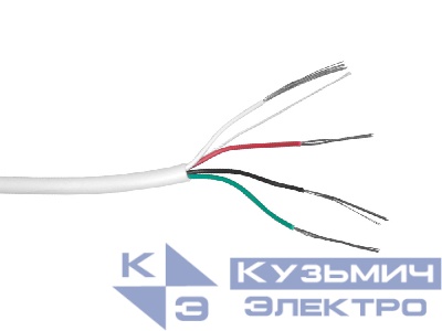 Кабель сигнальный, неэкранированный 4*0.22мм2 (7*0.2мм) 100м, луженый омедненный алюминий, пластиковая катушка, белый NETKO Optima