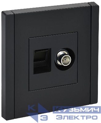 Розетка 2-м TV+RJ45 кат.6 FORTE&PIANO FP137 черн. IEK FP-AK20-2-K02
