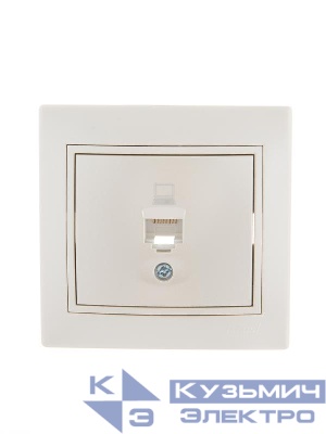 Розетка компьютерная 1-м СП Mira RJ45 16А IP20 со вставкой жемчуж./бел. перламутр. LEZARD 701-3030-139