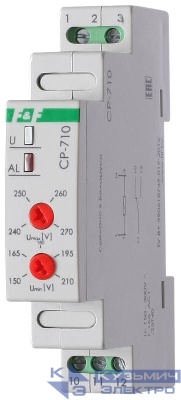 Реле напряжения CP-710 (однофазный; контроль верхнего и нижнего значений напряжения; монтаж на DIN-рейке 35мм; 230В 16А 1P IP20) F&F EA04.009.001