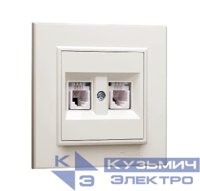 Розетка компютерная CAT5 + гнездо СП Karea IP20 крем. Makel 56010035