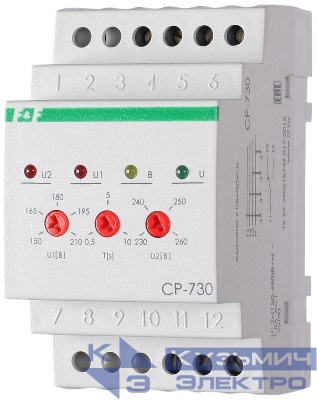 Реле напряжения CP-730 (DIN-рейка 3х400/230 + N 8А IP20) F&F EA04.009.004