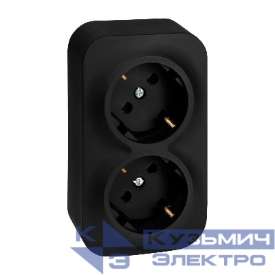 Розетка 2-м ОП Quteo 16А IP20 250В 2х2P+E с заземл. защ. шторки черн. матов. IEK 782475