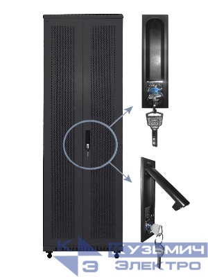 Дверь для шкафа серии Expert 42U Ширина 600, металлическая, с перфорацией, двойная, черная, Netko