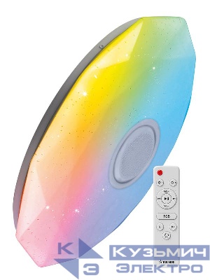 Светильник светодиодный PREMIUM DIAMOND-RGB 75Вт 230В 3000-6500К 6000лм IP40 502х83мм настенно-потолочный управляемый с пультом ДУ с RGB подсветкой и BT колонкой КОСМОС KSDiamRGBmus75W