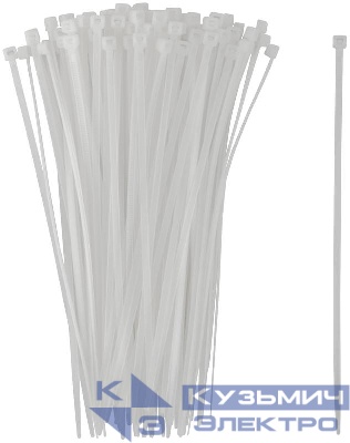 Хомут для проводов 3.6х200мм нейлон. бел. (уп.100шт) FIT 60369
