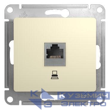 Розетка компьютерная 1-м СП Glossa RJ45 кат.5E механизм беж. SE GSL000281K