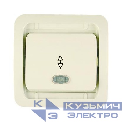 Переключатель перекрестный 1-кл. СП Mimoza 10А IP20 без вставки с подсветкой крем. Makel 32025