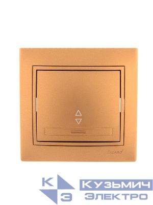 Переключатель проходной 1-кл. СП Mira 10А IP20 со вставкой зол. метал. LEZARD 701-1313-105