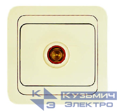 Розетка телевизионная TV 1-м СП Mimoza 16А IP20 крем/крем Makel 25007