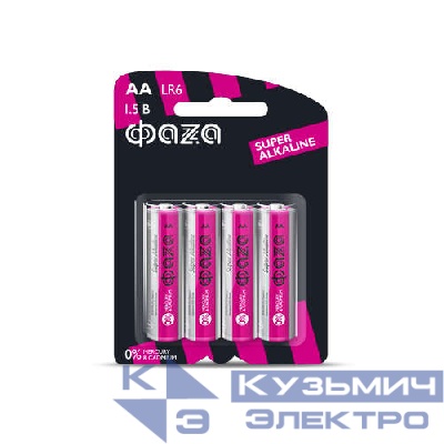 Элемент питания алкалиновый AA/LR6 1.5В Super Alkaline BL-4 (уп.4шт) ФАZА 5000285