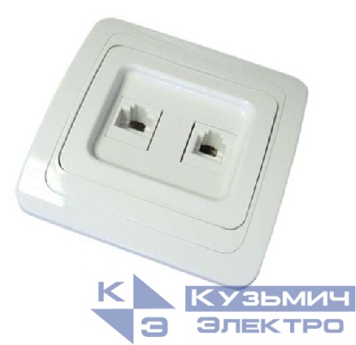 Розетка компьютерная + телефонная 2-м СП Валери сл. кость UNIVersal Б-В0135