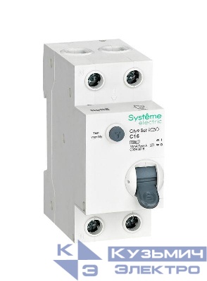 Выключатель автоматический дифференциального тока City9 Set (АВДТ) 1P+N C 16А 6кА 30мА Тип-A 230В SE C9D65616