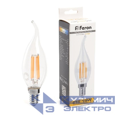 Лампа светодиодная LB-718 15Вт прозрачная 2700К E14 230В FERON 38261