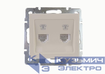 Розетка телефонная 2-м Rain RJ11 евро стандарт механизм крем. LEZARD 703-0388-138